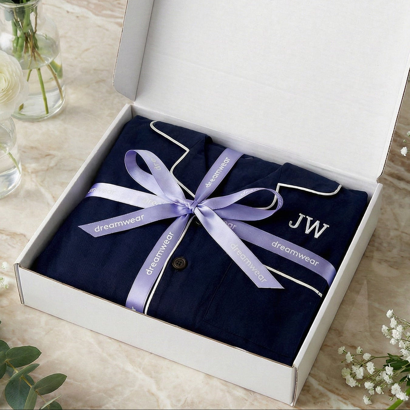 Luxury pyjamas with complimentary gift packaging